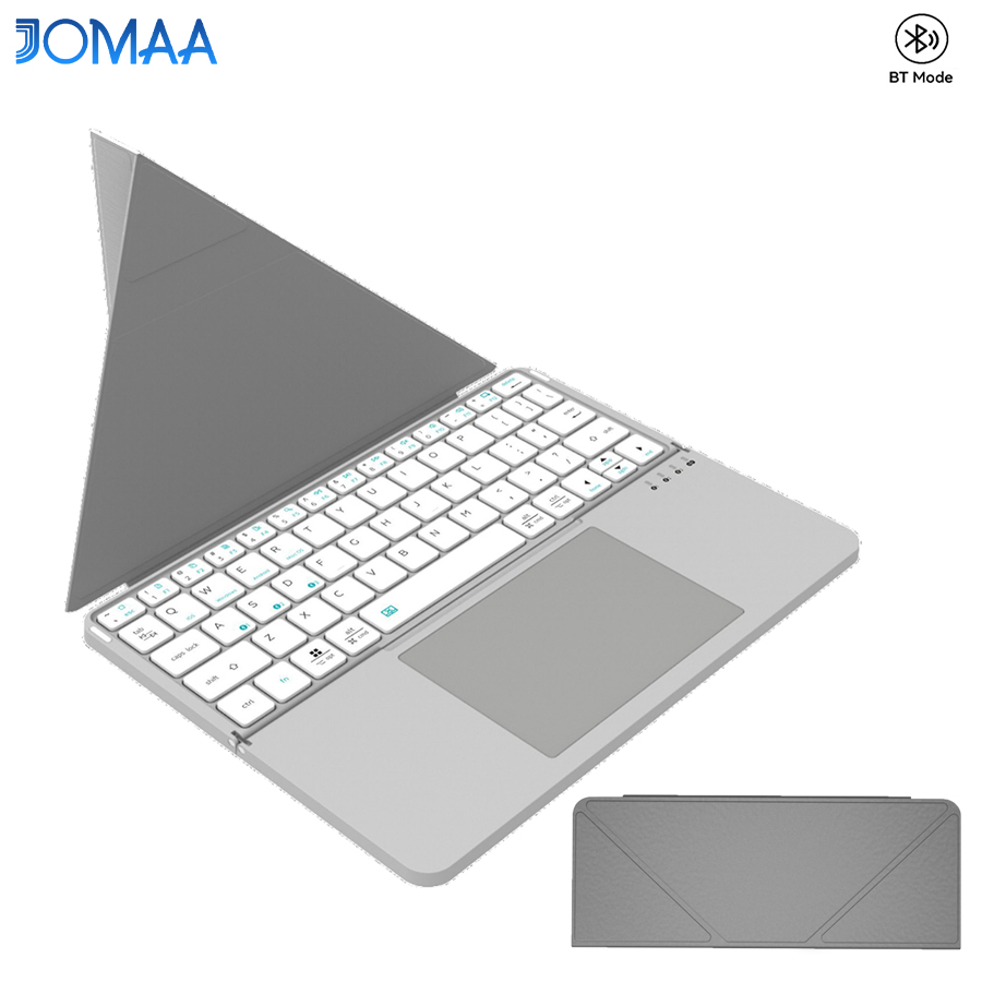 Korean Desk Setup - JOMAA Tragbare 64-Tasten-Klapptastatur mit Lederhalterung, wiederaufladbare