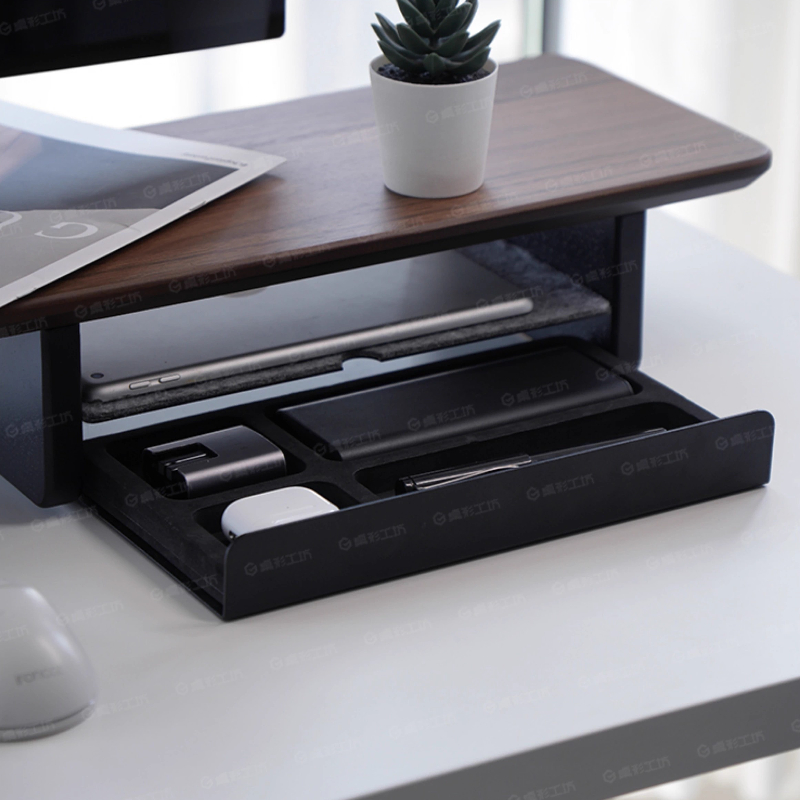 Setup Desk Monitor - Monitorständer, Erhöhung, Aufbewahrungsschubladen, Büro-Schreibtisch-Organizer, Computer-Aufbewahrungsregal, ergonomisches