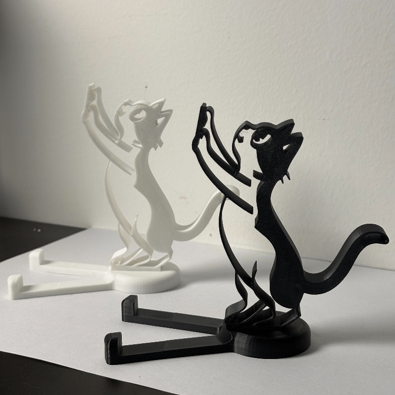 Desk Setup Stand - Abstrakter Hohllinien-Katzen-Handyständer Minimalistischer Kätzchen-förmiger Schreibtisch-Tablet-Halter Niedliche