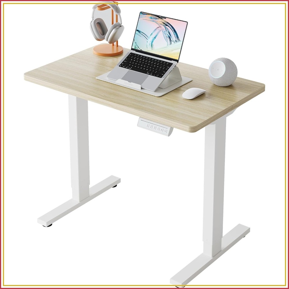 Desk Setup L Shaped - Kleiner elektrischer Stehschreibtisch, höhenverstellbar, 4 Speichereinstellungen,