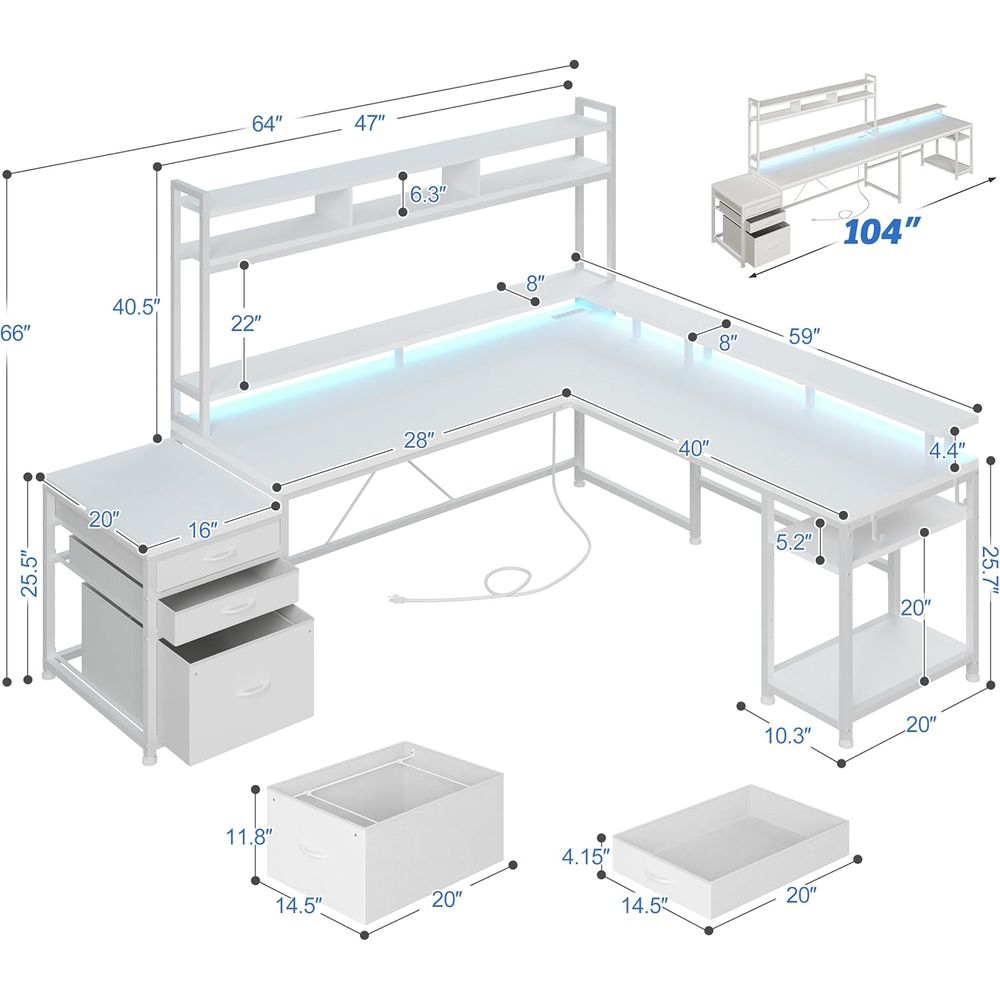 104-Zoll L-förmiger Schreibtis – Desk Setup L Shaped Bewertung und Preis