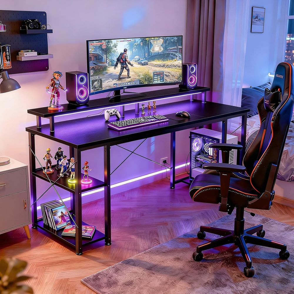 55 LED-beleuchteter Gaming-Sch – Desk Setup L Shaped Bewertung und Preis