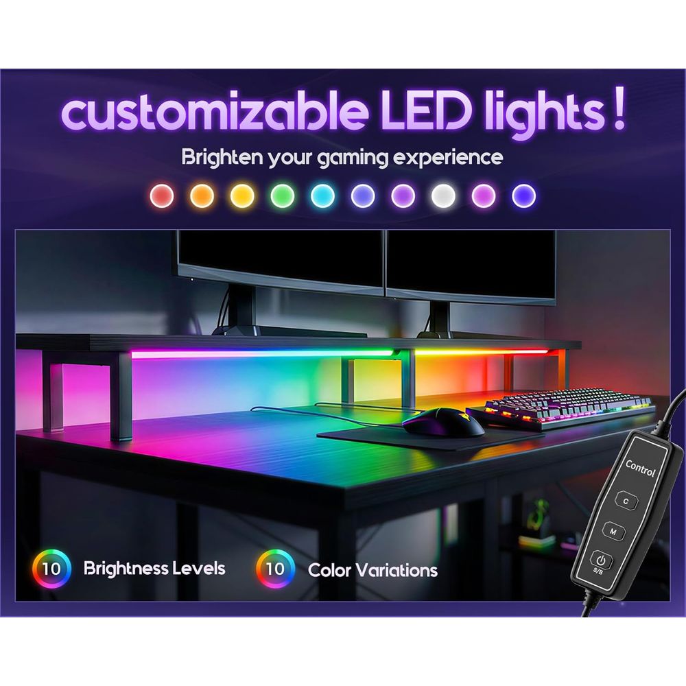 55 LED-beleuchteter Gaming-Sch – Desk Setup L Shaped Bewertung und Preis