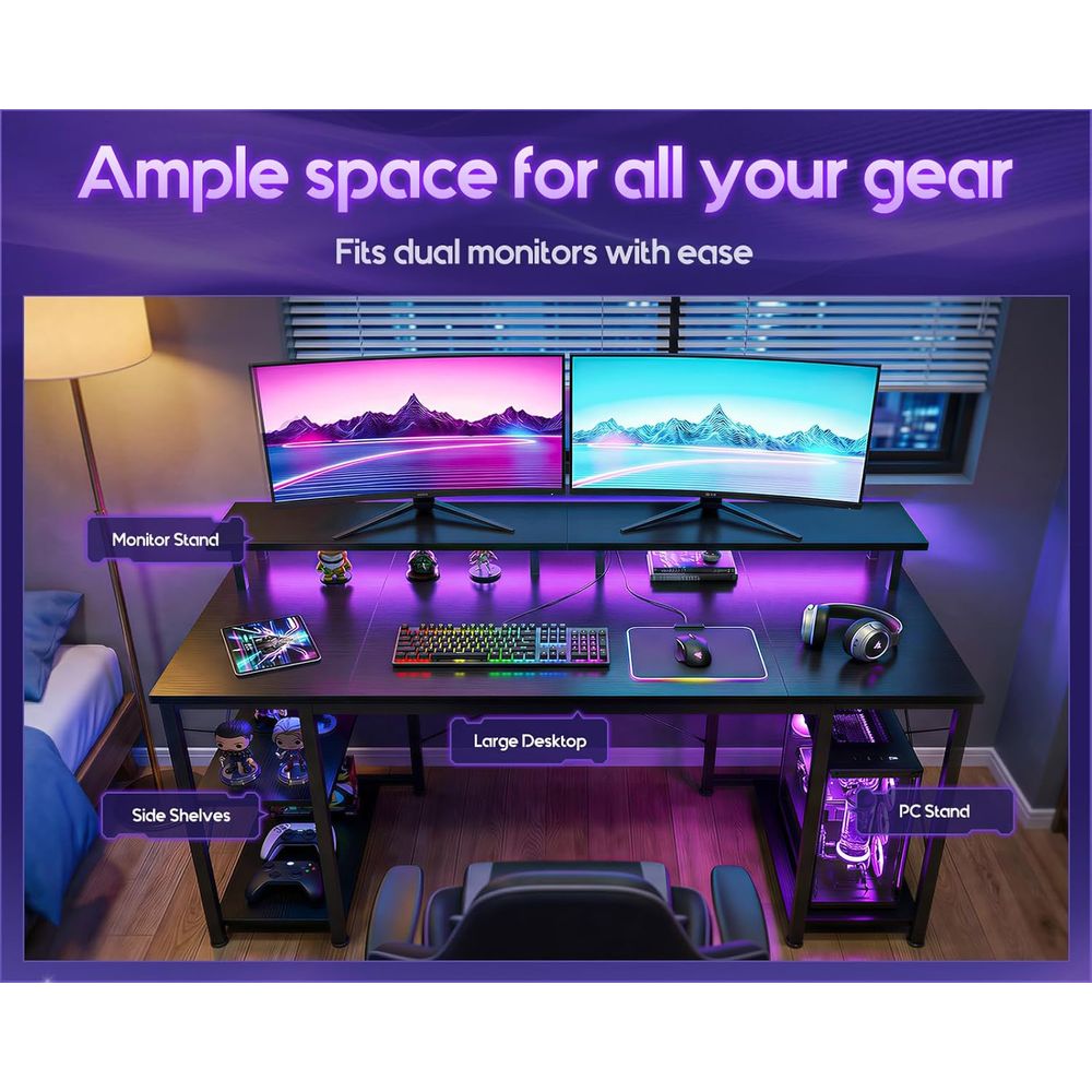 55 LED-beleuchteter Gaming-Sch – Desk Setup L Shaped Bewertung und Preis
