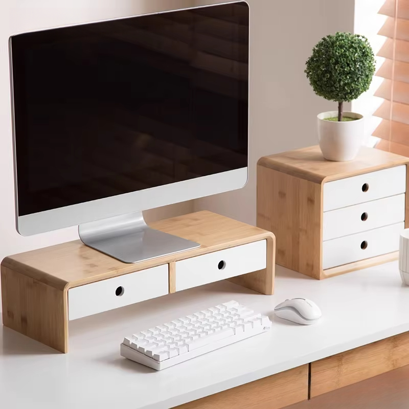 Bambus-Laptop-Monitor-Riser, u – Setup Desk Monitor Bewertung und Preis