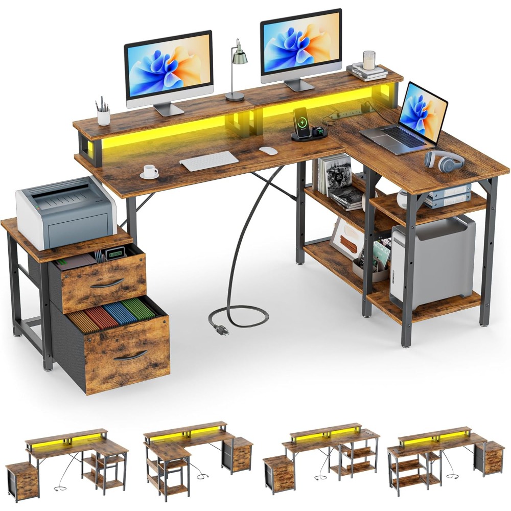 Büroschreibtisch mit Aktenschu – Desk Setup L Shaped Bewertung und Preis