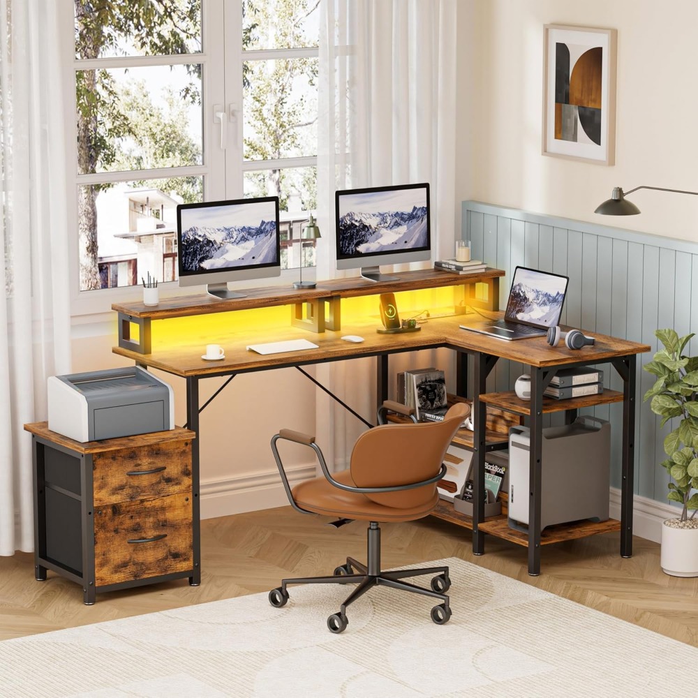 Büroschreibtisch mit Aktenschu – Desk Setup L Shaped Bewertung und Preis