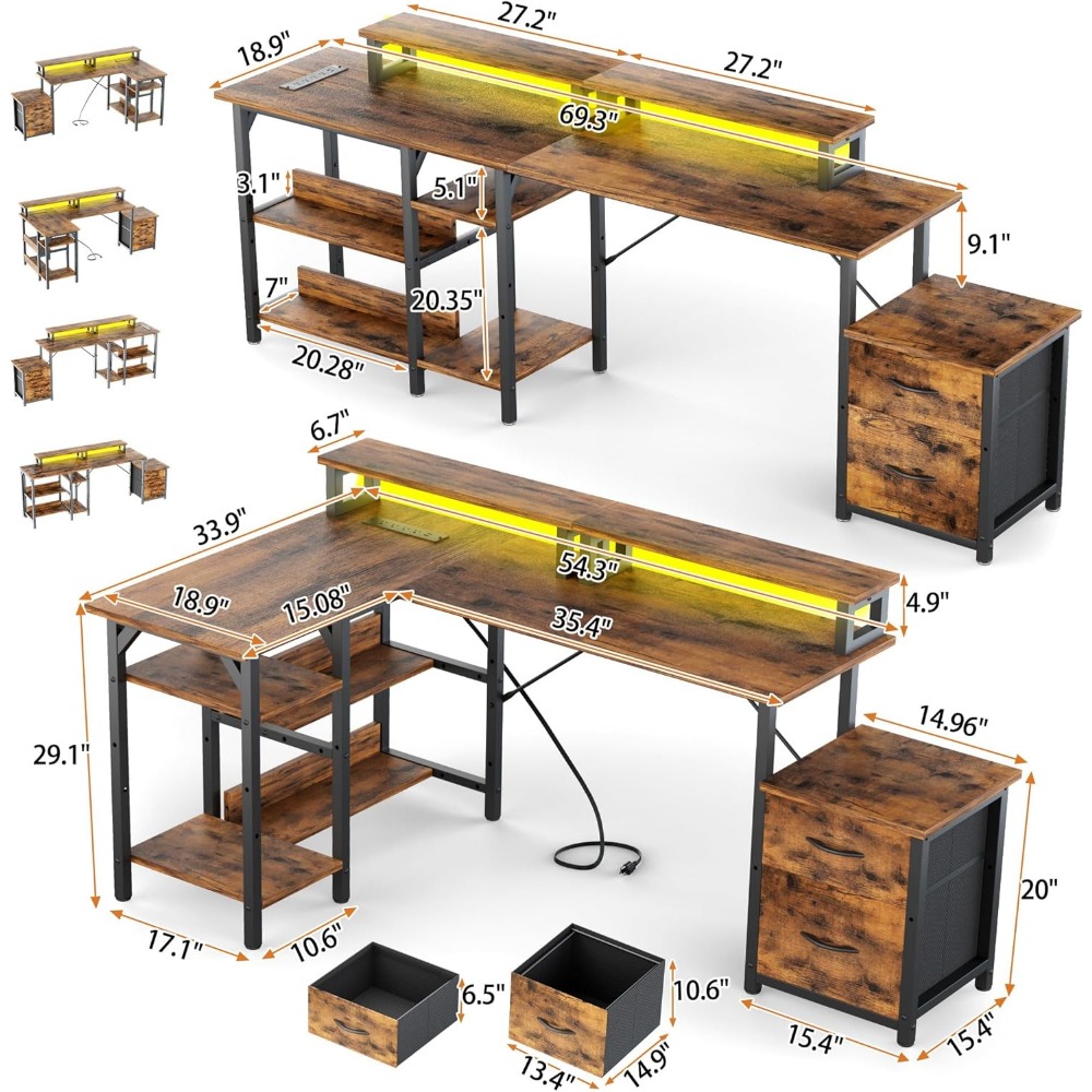 Büroschreibtisch mit Aktenschu – Desk Setup L Shaped Bewertung und Preis