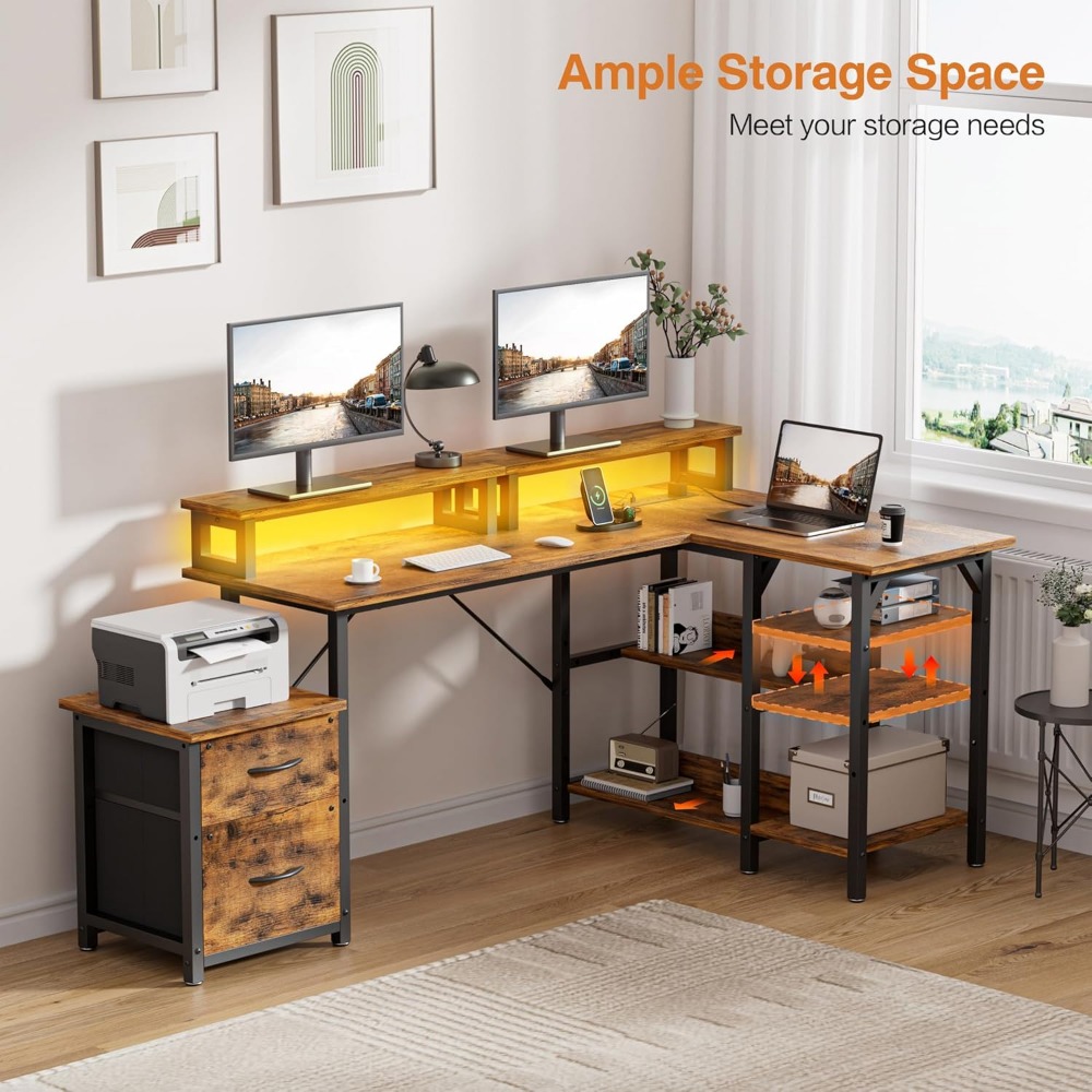 Büroschreibtisch mit Aktenschu – Desk Setup L Shaped Bewertung und Preis