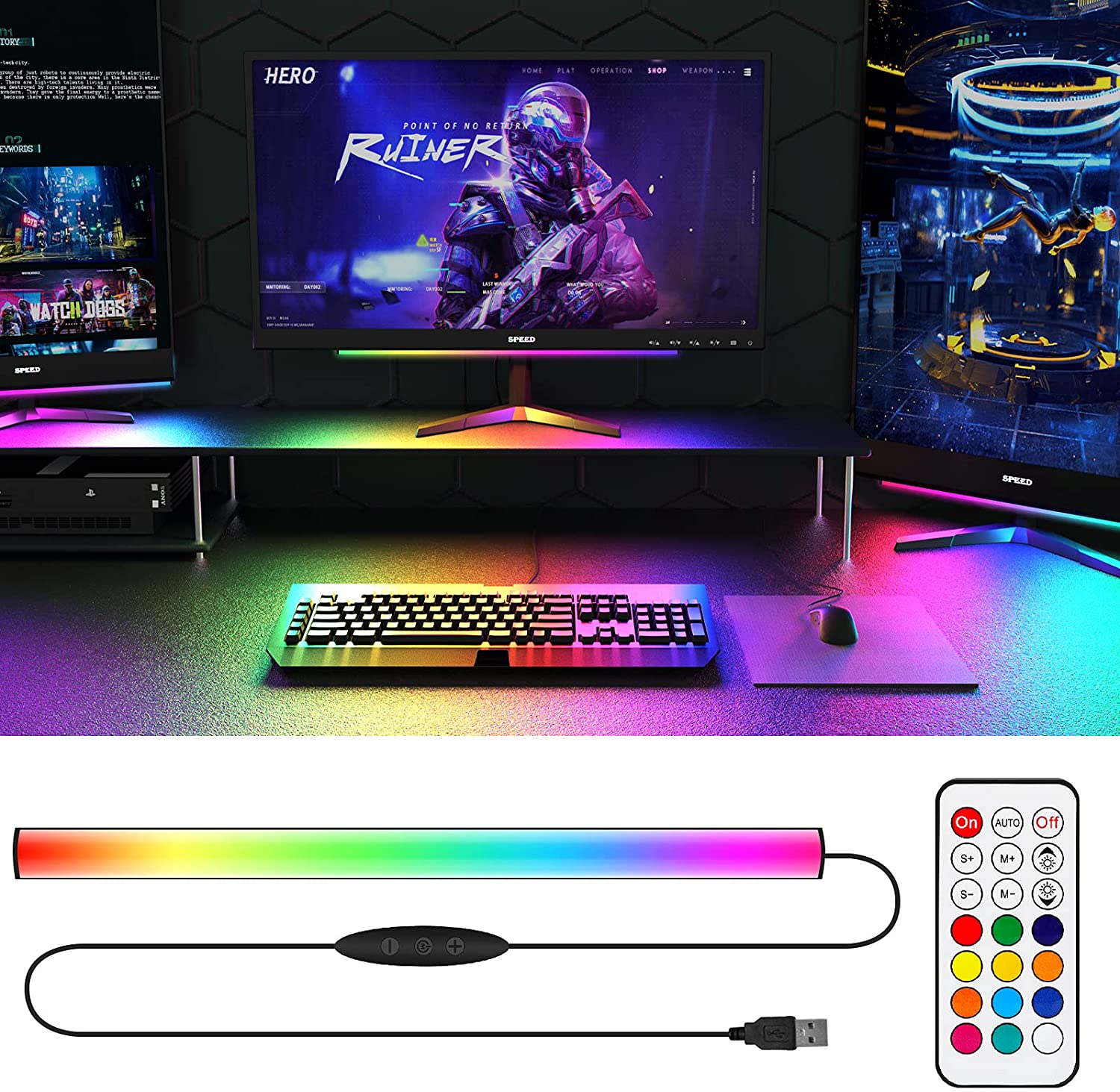 Unter Monitor Lichtleiste RGB  – Setup Desk Monitor Bewertung und Preis